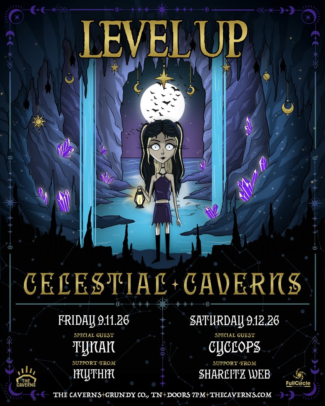 LEVEL UP: CELESTIAL CAVERNS event poster