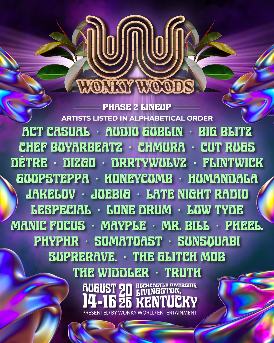 Wonky Woods Music Festival event poster
