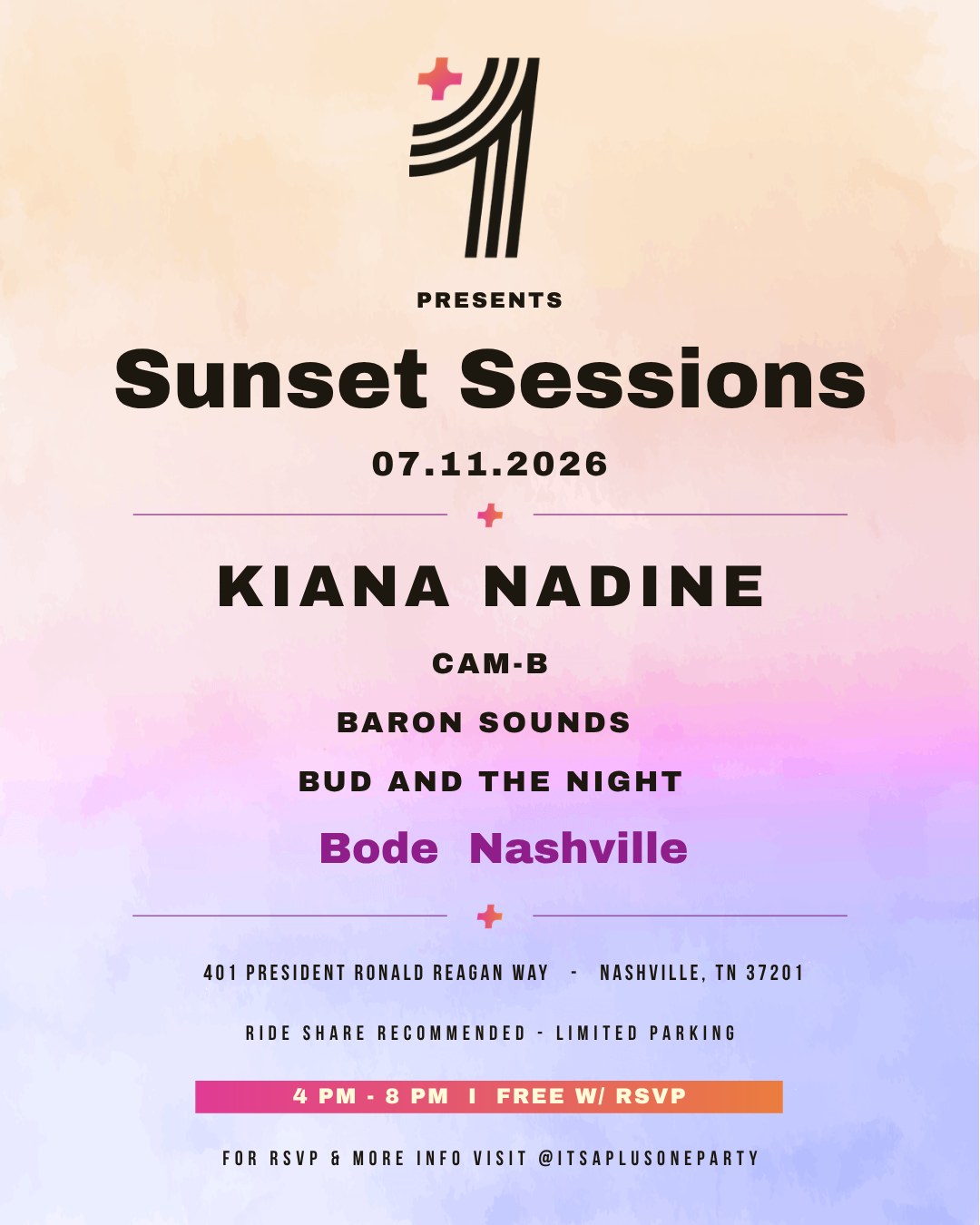 +1 Presents: Sunset Sessions event poster