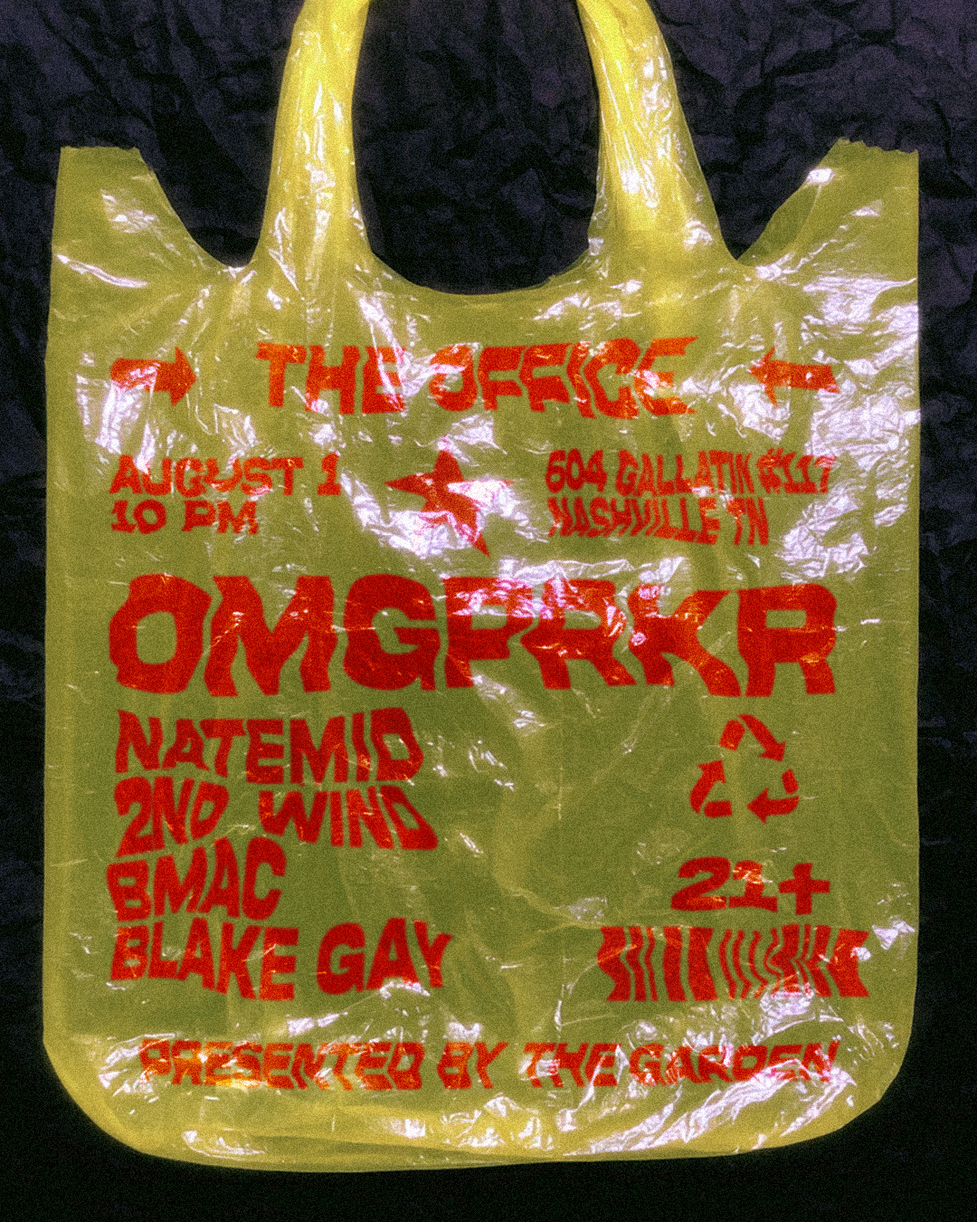 The Garden Presents OMGPRKR w/ BMAC< Blake Gay, 2NDWIND & Natemid event poster