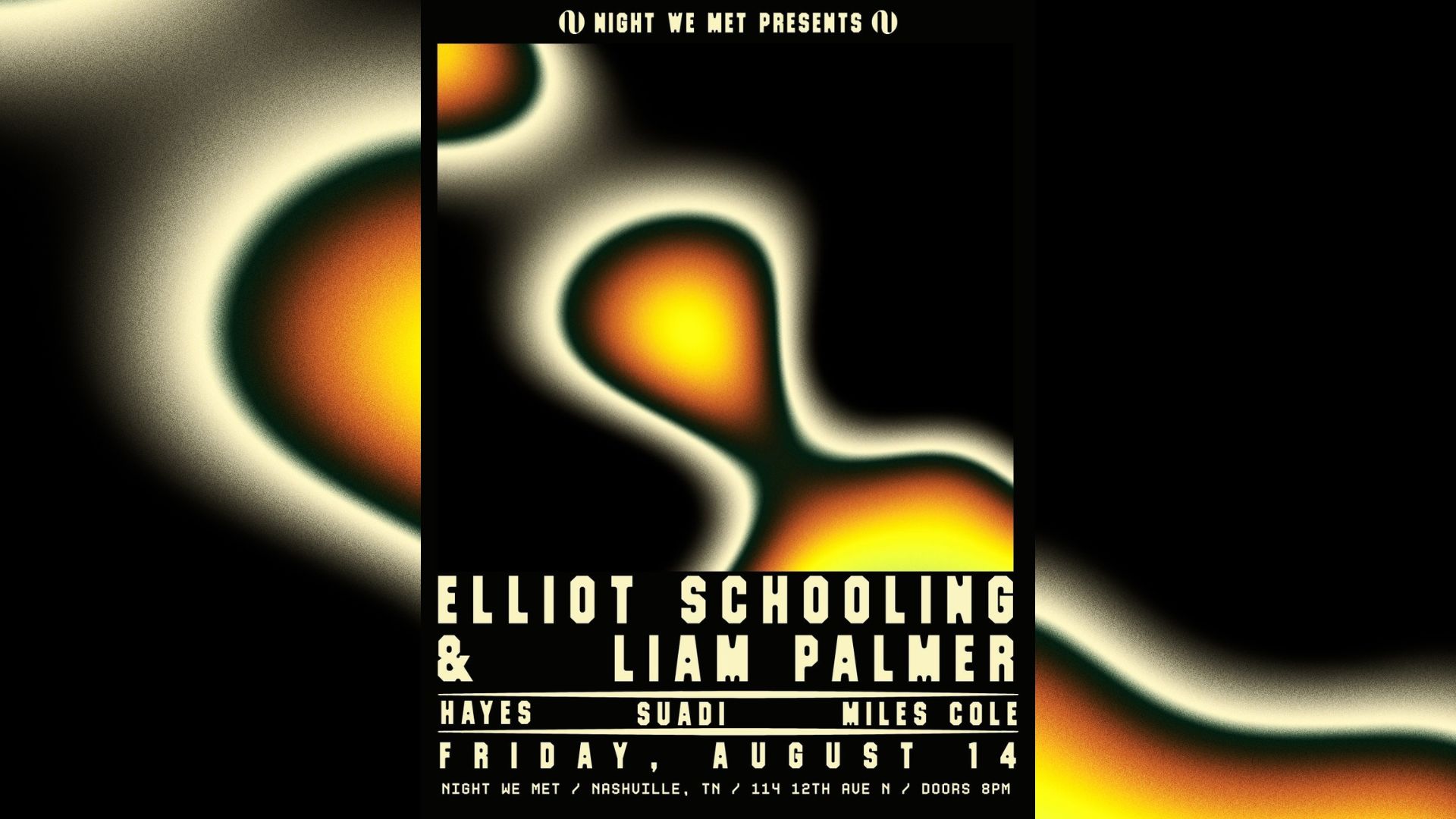 Elliot Schooling & Liam Palmer event poster
